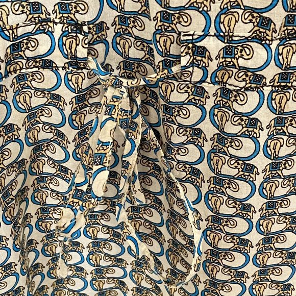 Tory Burch Cream & Gold Adelaide Elephant Pattern Tunic/Swim Cover Women Size 8 - Picture 7 of 10